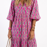 Apolline | Vestido Midi com Decote em V e Manga 3/4