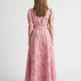 Xanthea | Vestido Camisola Maxi Floral Texturizado com Mangas Curtas e Cinto