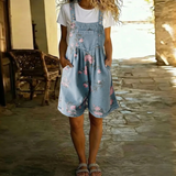 Judy™ | Macacão de denim floral lavado vintage