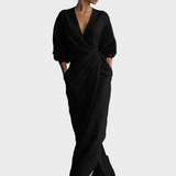 Vestido Maxi de Linho com Decote em V