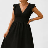 Graça | Vestido Midi Franzido Preto