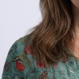 Marina | Vestido Maxi Floral com Decote em V e Mangas Três Quartos