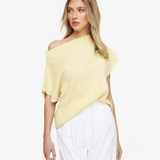 Top de Um Ombro em Amarelo Claro