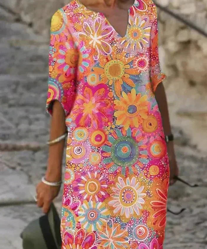 Rita | Vestido Midi Floral Vibrante