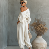 Conjunto de Linho Off-Shoulder