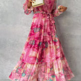 ZOEY | Vestido de flores vibrante com silhueta em camadas que favorece