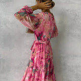 ZOEY | Vestido de flores vibrante com silhueta em camadas que favorece