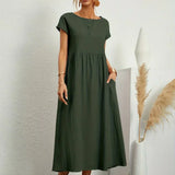 Inês - Vestido Midi Algodão Bolsos