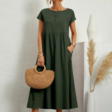 Inês - Vestido Midi Algodão Bolsos