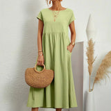 Inês - Vestido Midi Algodão Bolsos