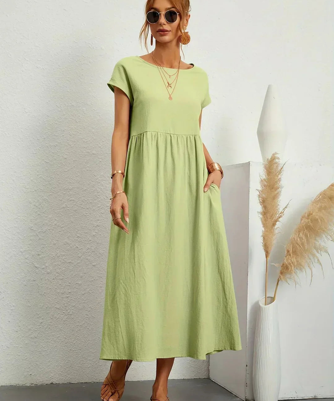 HEIKE | VESTIDO MIDI FLUIDO DE ELEGÂNCIA ATEMPORAL