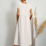 Inês - Vestido Midi Algodão Bolsos