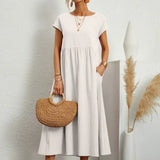 Inês - Vestido Midi Algodão Bolsos