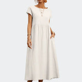 Inês - Vestido Midi Algodão Bolsos