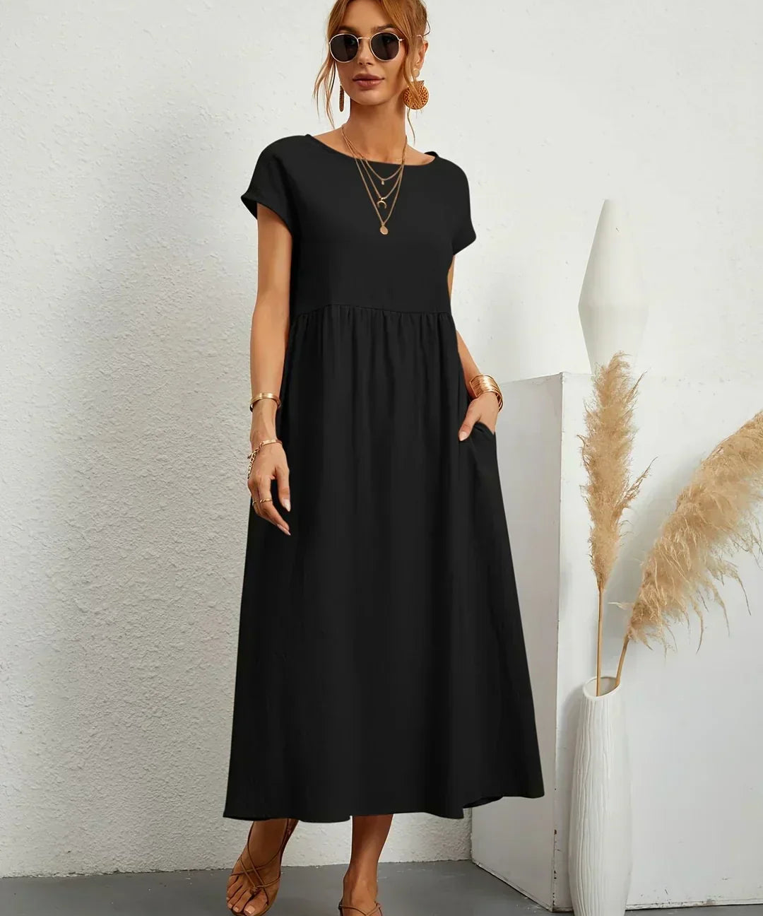 HEIKE | VESTIDO MIDI FLUIDO DE ELEGÂNCIA ATEMPORAL