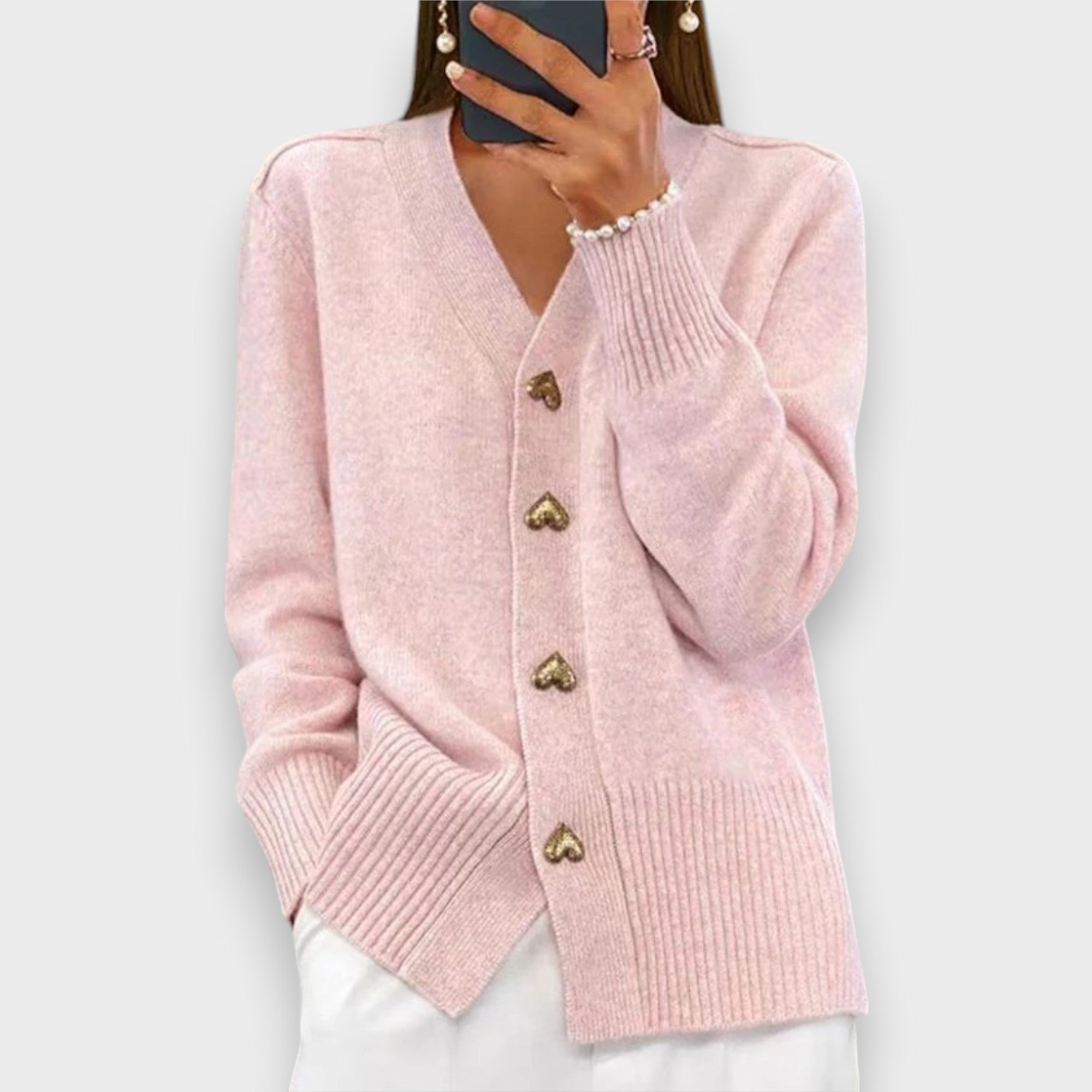 Armelle | Cardigan Elegante com Botões em Forma de Coração