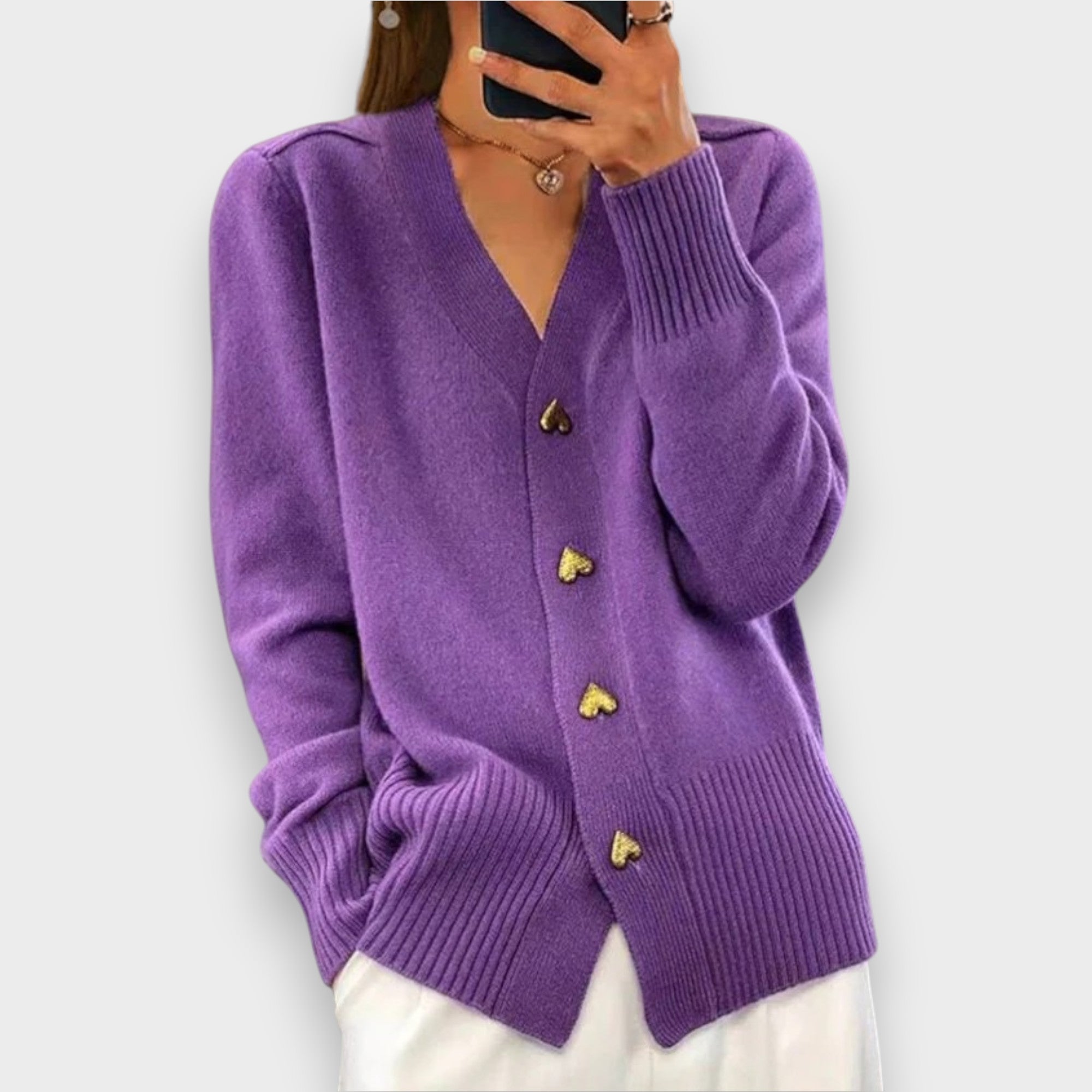 Armelle | Cardigan Elegante com Botões em Forma de Coração