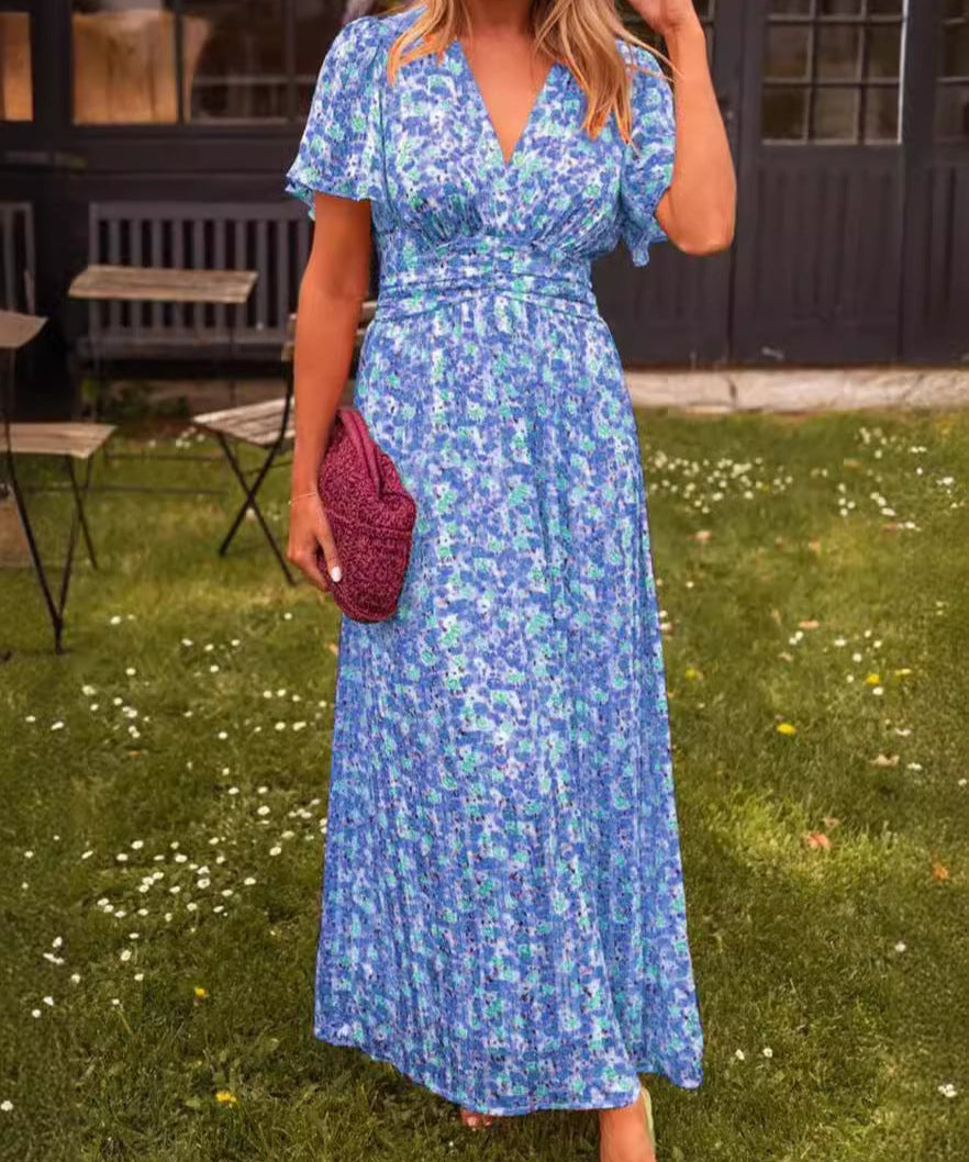 Élina – Vestido longo fluido com flores