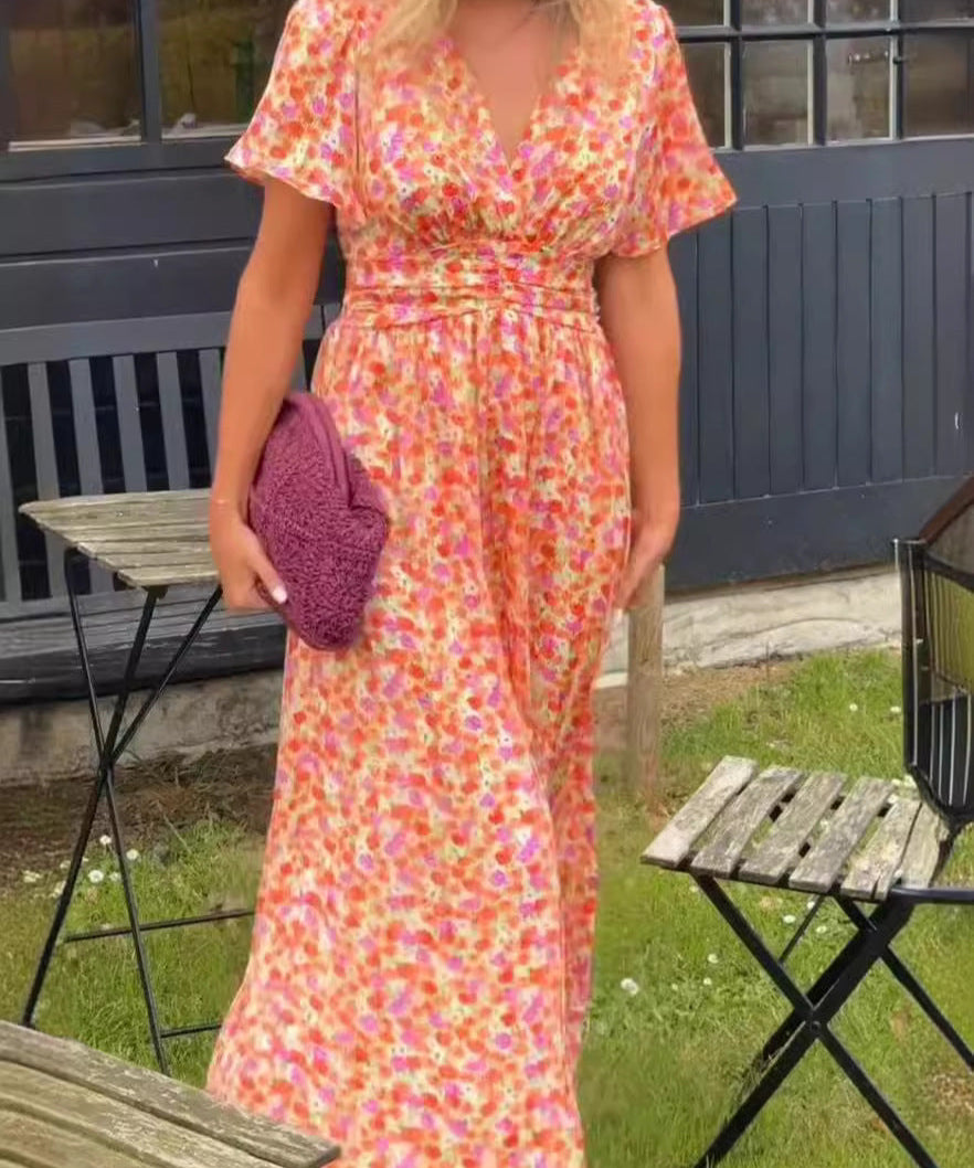 Élina – Vestido longo fluido com flores