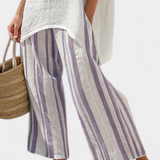 Allegra – blusa confortável e calças riscas em bambu