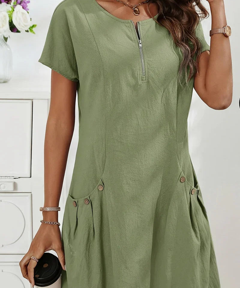 MARIELLA | Vestido de Verão com fecho elegante, bolsos práticos e conforto diário