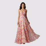 Elodie™ | Vestido longo de noite com padrão de aquarela