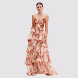 Nahla™ | Vestido elegante com babados e detalhe de borboleta