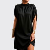 Judy™ | Elegante minivestido em satin com gola alta
