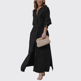 Jeanine™ | Vestido longo de linho com cinto