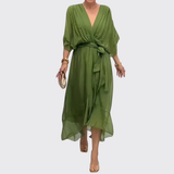 Moniek™ | Elegante vestido midi plissado com laço