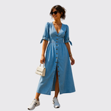 Belle™ | Elegante maxivestido com botões