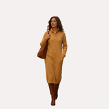 Nadia™ | Vestido midi de malha com botões