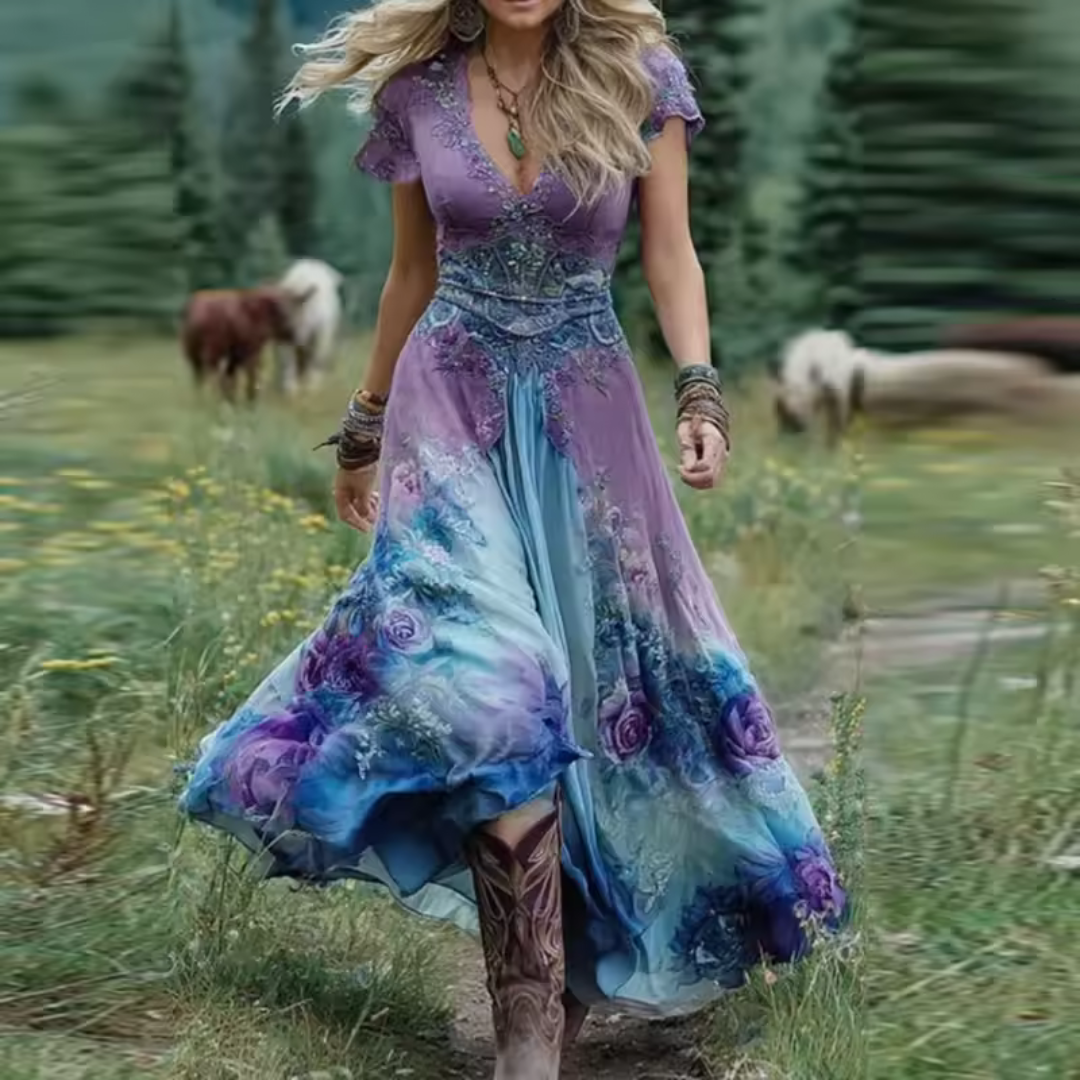 Giulia™ | Vestido boho longo com estampado floral