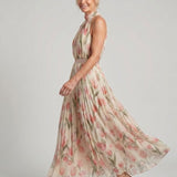 Lara - Vestido Midi Floral com Decote Halter