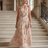 Lara - Vestido Midi Floral com Decote Halter