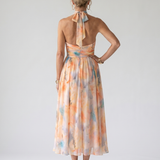 Rita - Vestido Midi com Decote Halter Suave