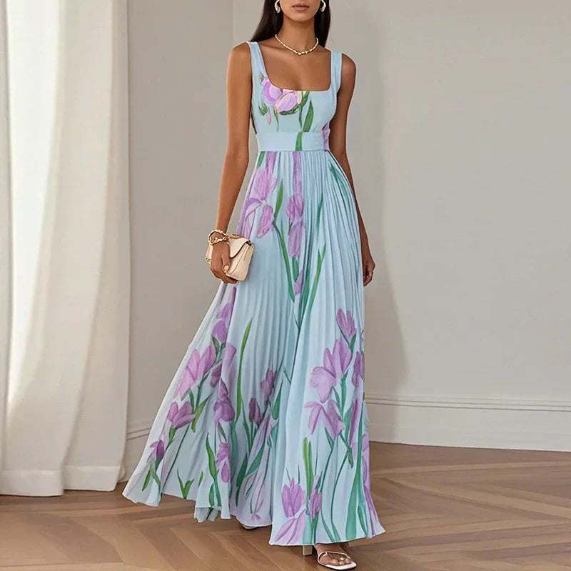 LYRA | Elegante vestido maxi com silhueta de pregas que favorece