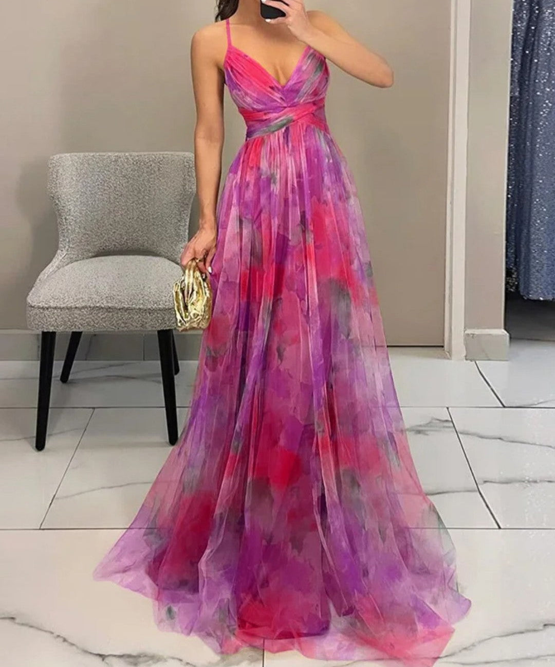 Giselle | Maxi-Vestido Encantador com Estampa Floral