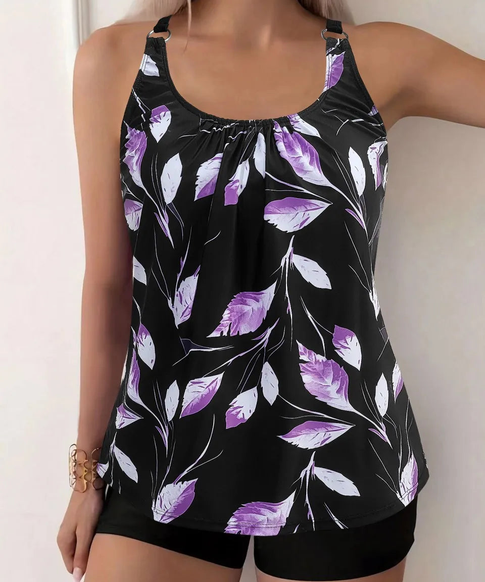 Mariana | Conjunto Tankini Flor da Noite