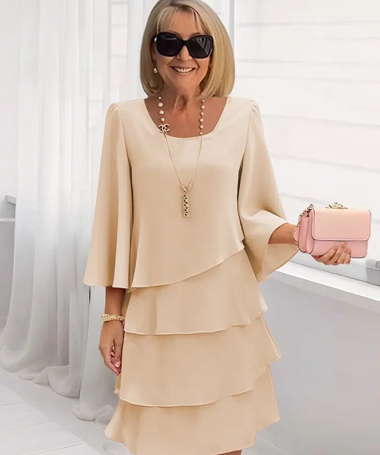 Élise | Elegante vestido fluido com volantes