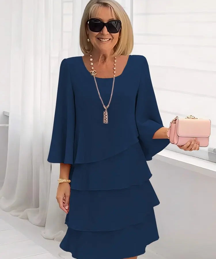 Élise | Elegante vestido fluido com volantes