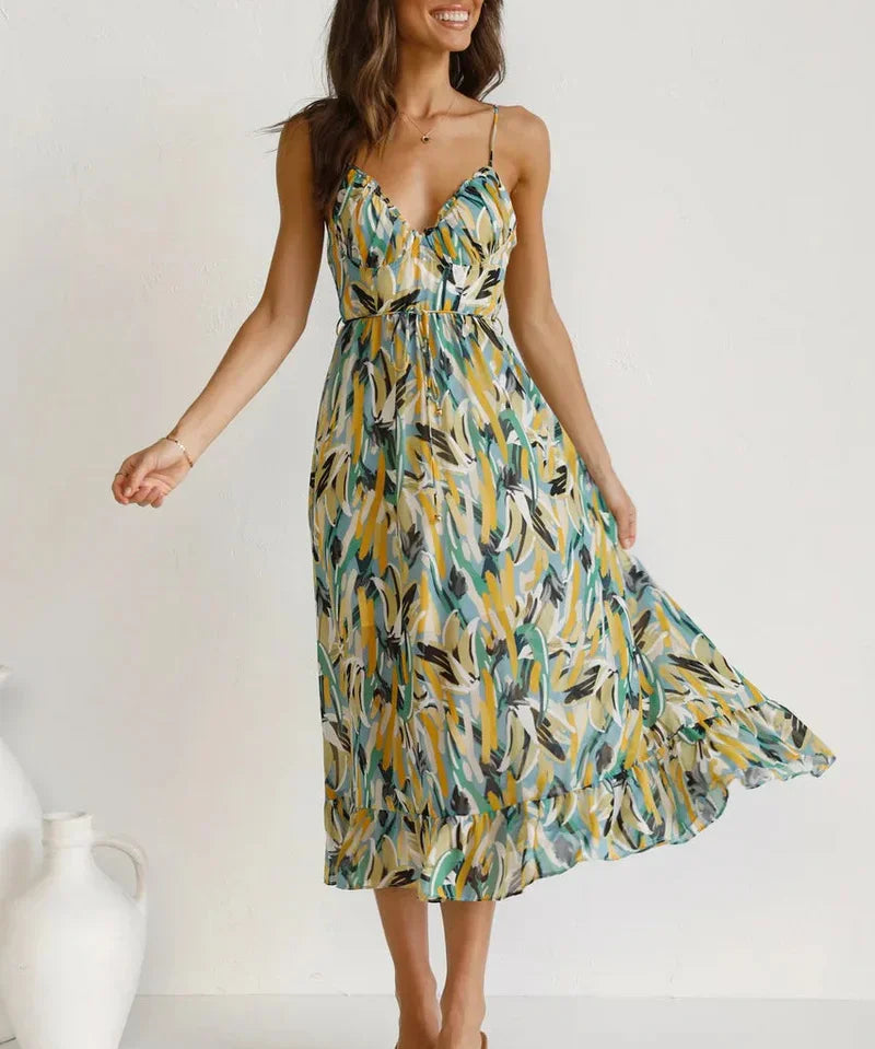 GABRIELLA | Vestido de Verão Impresso com Conforto Fresco e Estilo Solar