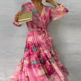 LUCIA | Vestido de Verão Longo com Padrão Floral e Silhueta Ajustável