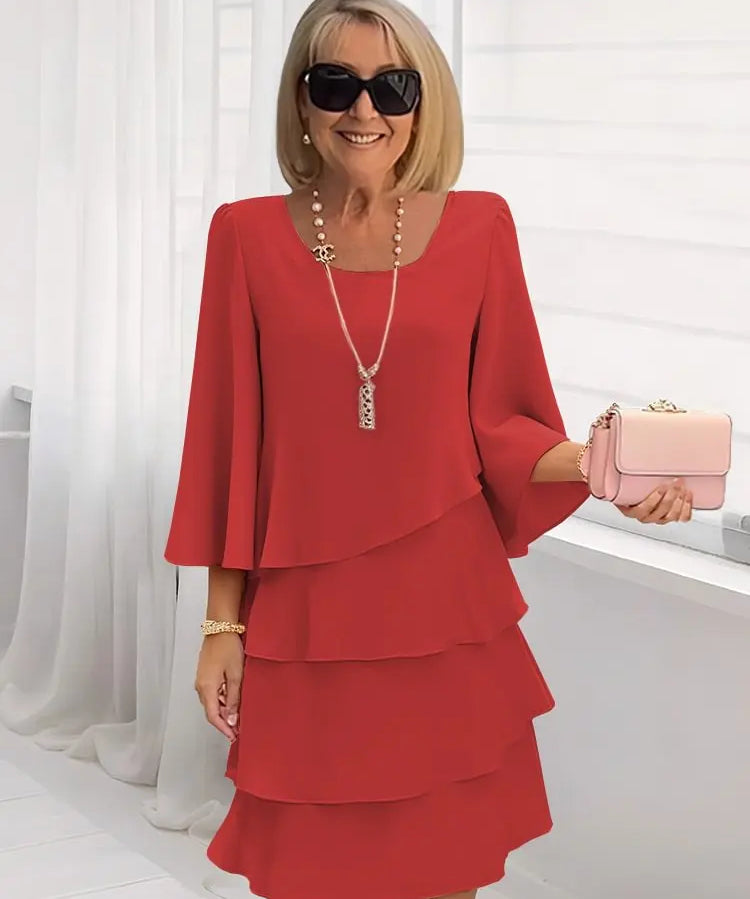 Élise | Elegante vestido fluido com volantes