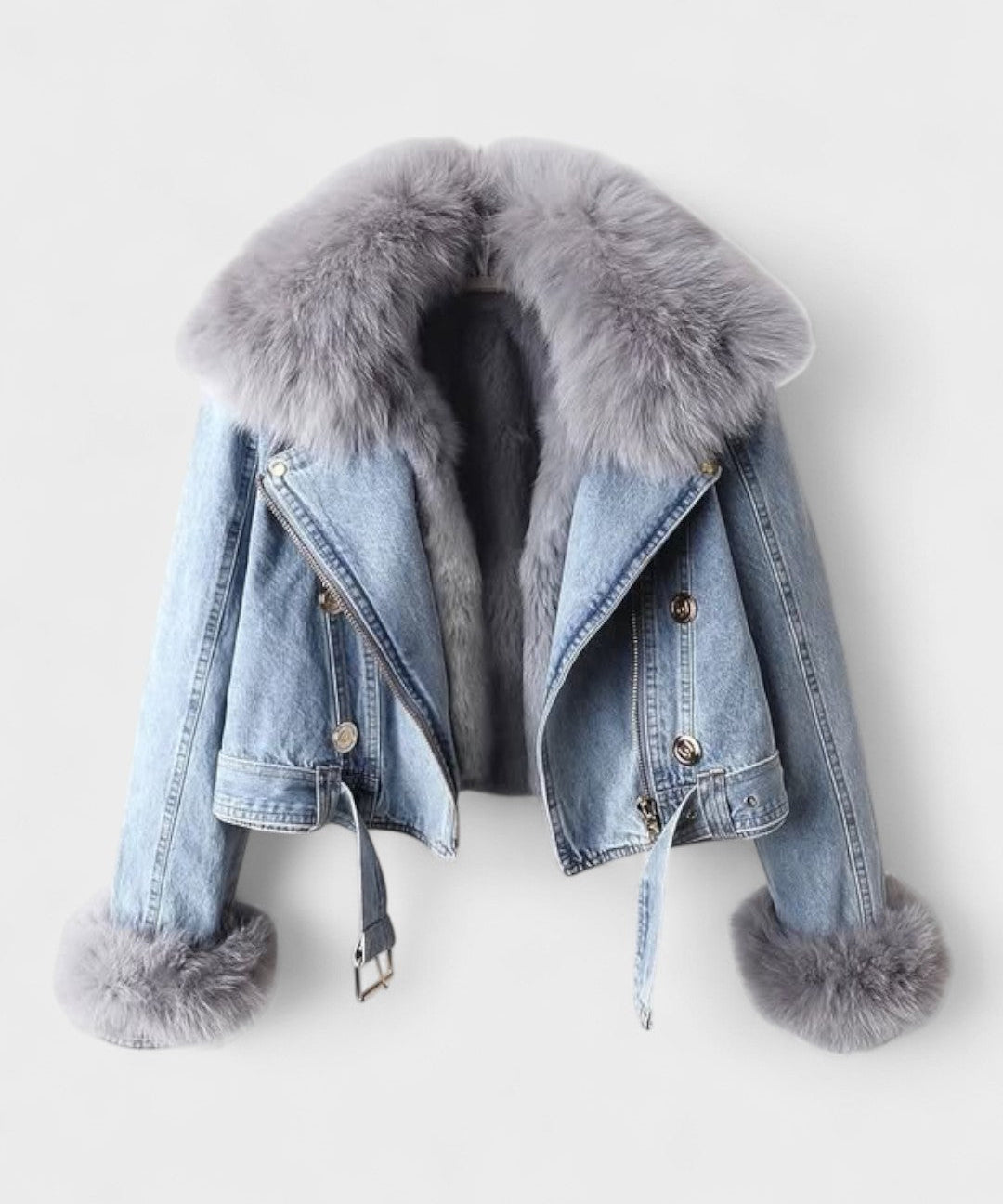 Thyra™ | Casaco de Denim com Forro de Pêlo Sintético