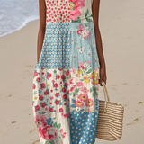 Anabela - Vestido Midi Patchwork Colorido