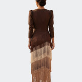 Lucija - Vestido de Franjas Sálvia