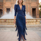 Lucija - Vestido de Franjas Sálvia