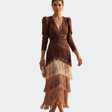 Lucija - Vestido de Franjas Sálvia