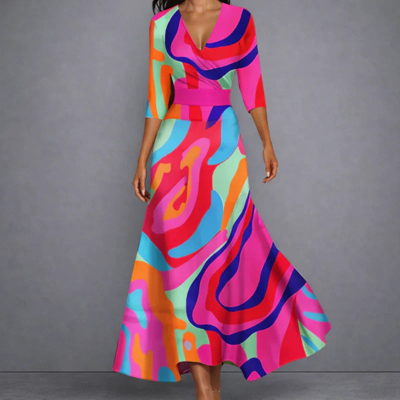 CALLA | Vestido Maxi Floral Escultórico para uma Elegância Confiante